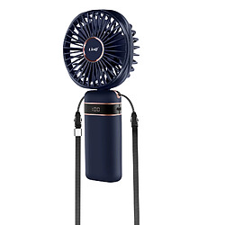 LinQ Mini Ventilateur Portable Réglable 90° Affichage LED Design Rond Bleu Nuit