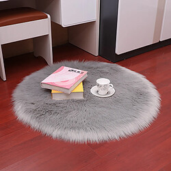 LUUCOZK Tapis Moelleux en Fausse Fourrure Tapis Shaggy pour Chambre à Coucher Salon-Gris Clair-40cm de diamètre (rond) 