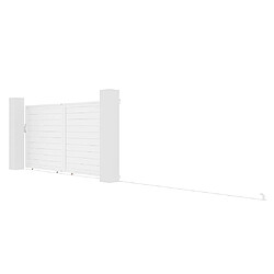 Vente-Unique Portail coulissant aluminium plein L374 x H180 cm blanc - NAZARIO pas cher