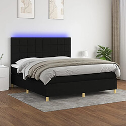 Sommier à lattes,Cadre à lattes de lit et matelas et LED pour Adulte Noir 180x200 cm Tissu -MN85551