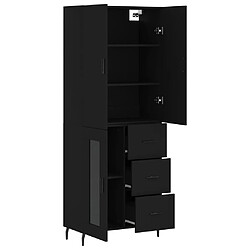 Avis vidaXL Buffet haut Noir 69,5x34x180 cm Bois d'ingénierie