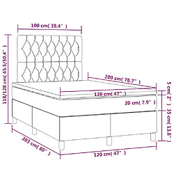 vidaXL Sommier à lattes de lit matelas et LED Noir 120x200 cm Velours pas cher