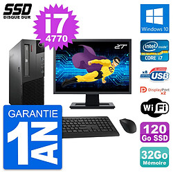 PC Lenovo M93p SFF Ecran 27" Intel i7-4770 RAM 32Go SSD 120Go Windows 10 Wifi · Occasion 