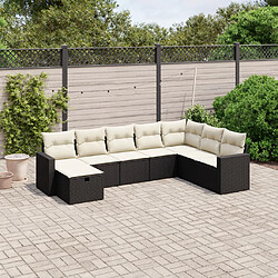 vidaXL Salon de jardin 8 pcs avec coussins noir résine tressée 