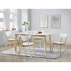 Vente-Unique Table à manger extensible CARINE - 6 à 8 personnes - Hévéa massif et MDF - Blanc