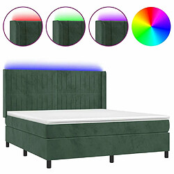 Maison Chic Lit adulte- Lit + matelas + LED,Sommier à lattes de lit matelas et LED Vert foncé 160x200 cm -GKD61900