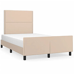 Maison Chic Cadre/structure de lit avec tête de lit pour adulte - Lit Moderne Chambre Cappuccino 120x200 cm Similicuir -MN76581