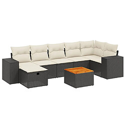 Maison Chic Ensemble Tables et chaises d'extérieur 8 pcs avec coussins,Salon de jardin noir résine tressée -GKD524968