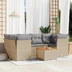 vidaXL Salon de jardin avec coussins 7pcs mélange beige résine tressée 