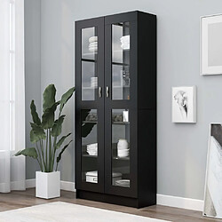 vidaXL Armoire à vitrine Noir 82,5x30,5x185,5 cm Bois d’ingénierie