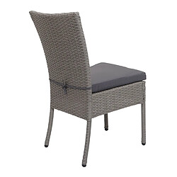 Mendler Lot de 2 chaises en poly rotin HWC-G19 chaise de jardin, empilable ~ gris, coussin gris foncé pas cher