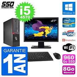 PC Fujitsu E720 E85+ DT Ecran 27" Core i5-4570 RAM 8Go SSD 960Go Windows 10 Wifi · Occasion 