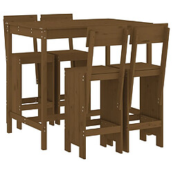 Maison Chic Table de bar et chaises d'extérieur 5 pcs,Ensemble de bar de jardin pour relax marron miel bois de pin massif -GKD349414