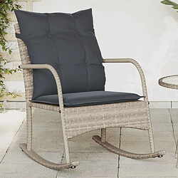 vidaXL Chaise à bascule de jardin avec coussins gris clair poly rotin 