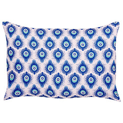 Acheter Beliani Lot de 2 coussins de jardin à motif de paon bleu et rose 40 x 60 cm CERIANA