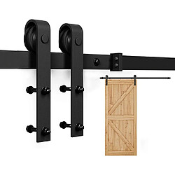 Quincaillerie Kit de Rail pour Porte Coulissante Forme de J - 5FT/150cm Quincaillerie Kit de Rail pour Porte Coulissante Forme de J pour Porte Simple Noir - 5FT/150cm