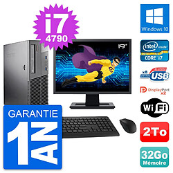 PC Lenovo M93p SFF Ecran 19" Intel i7-4790 RAM 32Go Disque 2To Windows 10 Wifi 