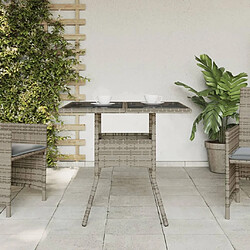 Avis Maison Chic Table de jardin | Table d'extérieur dessus en verre gris 80x80x75 cm résine tressée -GKD85290