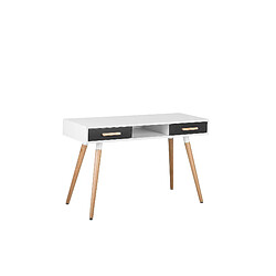 Beliani Table de bureau blanche grise FRISCO