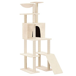 Arbre à chat avec griffoirs,niche pour chat en sisal Crème 166 cm -MN52228