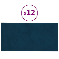 vidaXL Panneaux muraux 12 pcs Bleu 30x15 cm Velours 0,54 m²