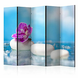 Paris Prix Paravent 5 Volets Pink Orchid & White Zen Stones 172x225cm