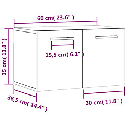 vidaXL Armoire murale Chêne fumé 60x36,5x35 cm Bois d'ingénierie pas cher