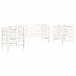 vidaXL Salon de jardin 3 pcs blanc bois massif de pin