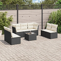 Maison Chic Ensemble Tables et chaises d'extérieur 8 pcs avec coussins,Salon de jardin noir résine tressée -GKD962913