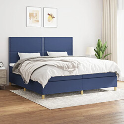 Maison Chic Structures de lit + matelas,Lit à sommier tapissier avec matelas Bleu 200x200 cm Tissu -MN31815