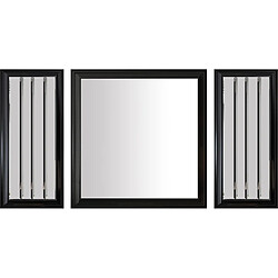 Vivenla Lot de 3 miroirs design en bois 100% mdf laqué noir avec miroir fumé collection Angel L. 40-90-40 x P. 3-3-3 x H. 90-90-90 cm ANGEL