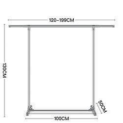 Wewoo Séchoir de séchage télescopique 120 à 200 cm Support rangement extérieur pour étagères en acier inoxydable Calcon Porte-vêtements à tringle unique (Argent)