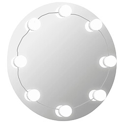 Maison Chic Miroir mural avec lampes LED | Miroir Décoration pour Maison Salle de Bain Rond Verre -GKD43854