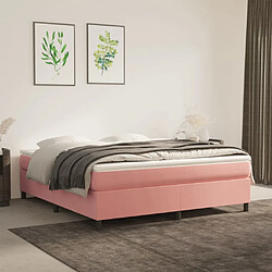 vidaXL Sommier à lattes de lit avec matelas Rose 160x200 cm Velours