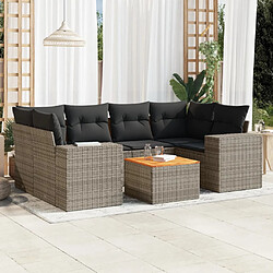 vidaXL Salon de jardin avec coussins 7 pcs gris résine tressée 