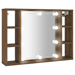 Helloshop26 Armoire à miroir avec led chêne 76 x 15 x 55 cm marron 02_0006667 