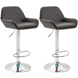 Decoshop26 Lot de 2 tabourets de bar repose-pieds en forme d'arc en métal chromé assise en PVC marron 10_0004020 