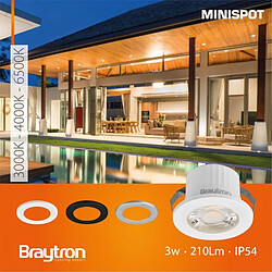 BRAYTRON Mini spot LED rond 3 couleurs 3W 4000K IP54 pas cher