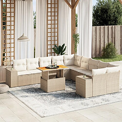 vidaXL Salon de jardin 11 pcs avec coussins beige résine tressée 