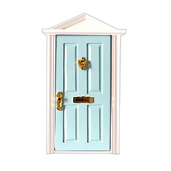 Avis 1:12 Dolls House Miniature Steepletop Door En Bois Avec Quincaillerie Bleu