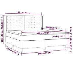 Acheter Maison Chic Lit adulte- Lit + matelas + LED,Sommier à lattes de lit matelas et LED Noir 180x200 cm Tissu -GKD50635