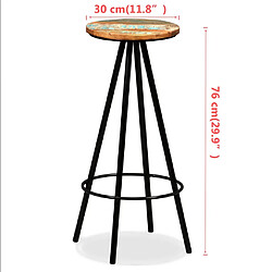 vidaXL Tabourets de bar lot de 4 bois massif de récupération pas cher