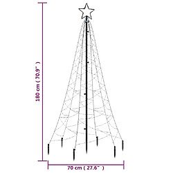 vidaXL Sapin de Noël avec piquet Blanc froid 200 LED 180 cm pas cher