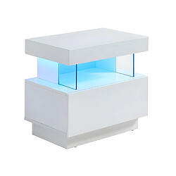 Vente-Unique Table de chevet 1 tiroir et 1 niche - Avec LEDs - MDF - Blanc laqué - FABIO II