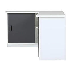 Vente-Unique Bureau d'angle NORWY - 2 portes & 2 tiroirs - Blanc & Gris pas cher