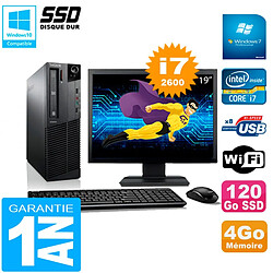 PC Lenovo M92p SFF Ecran 19" Core I7-2600 4Go Disque 120Go SSD Wifi W7 · Occasion 