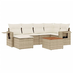 vidaXL Salon de jardin avec coussins 7 pcs beige résine tressée