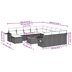 vidaXL Salon de jardin avec coussins 13 pcs beige résine tressée pas cher