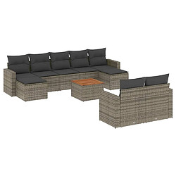 Maison Chic Salon de jardin avec coussins 10 pcs, Ensemble Tables et chaises de jardin, gris résine tressée -GKD194419