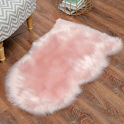 LUUCOZK Tapis Moelleux en Fausse Fourrure Tapis Shaggy pour Chambre à Coucher Salon-Rose Clair-40x60cm 1p 